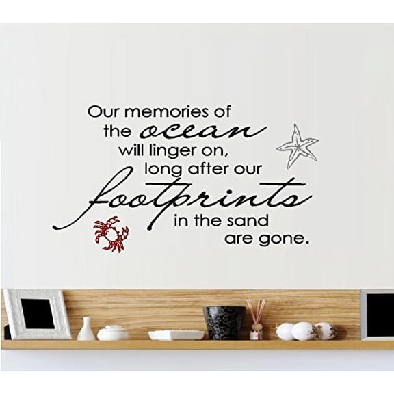 FOOTPRINTS IN THE SAND #2: W/RED CRAB AND GRAY STARFISH ~ WALL DECAL: 13" X 26"