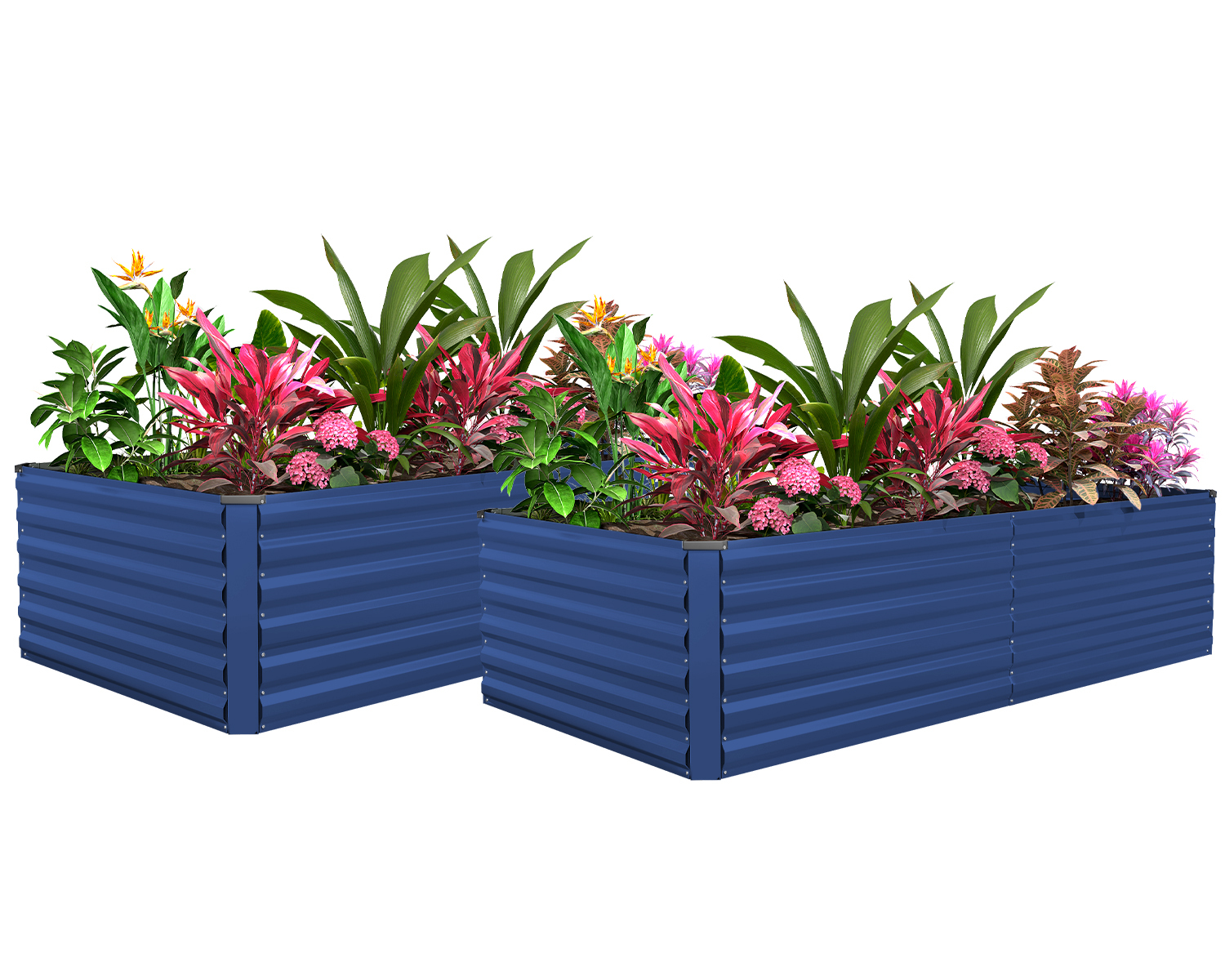 FOOWIN 2 Pack 6x3x2ft Outdoor Metal Raised Garden Bed,Planter Box for Vegetables,Flowers,Herbs w/269 Gallon Capacity, Blue