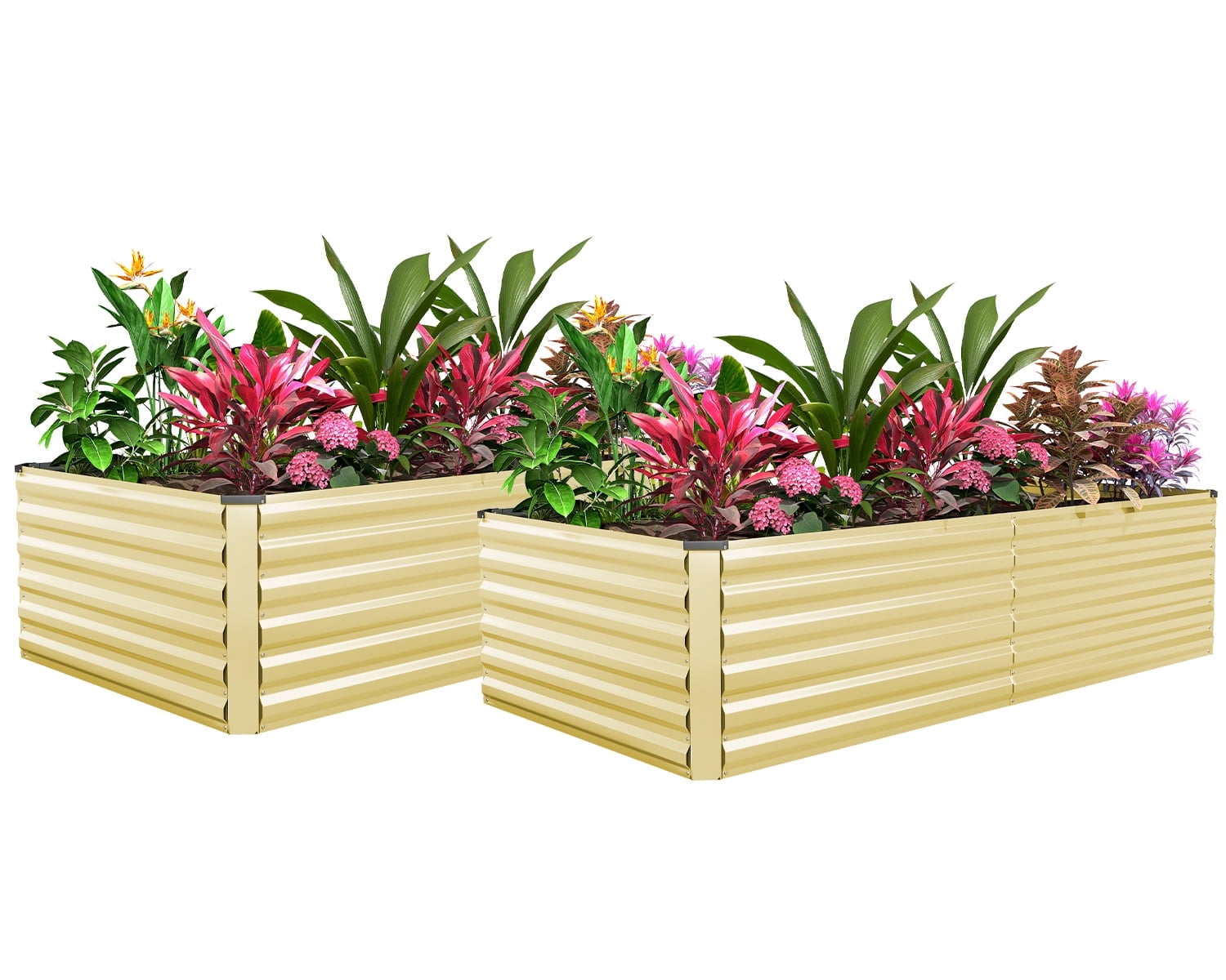 FOOWIN 2 Pack 8x4x2ft Outdoor Metal Raised Garden Bed,Planter Box for  Vegetables,Flowers,Herbs w/478 Gallon Capacity, Cream Yellow - Walmart.com