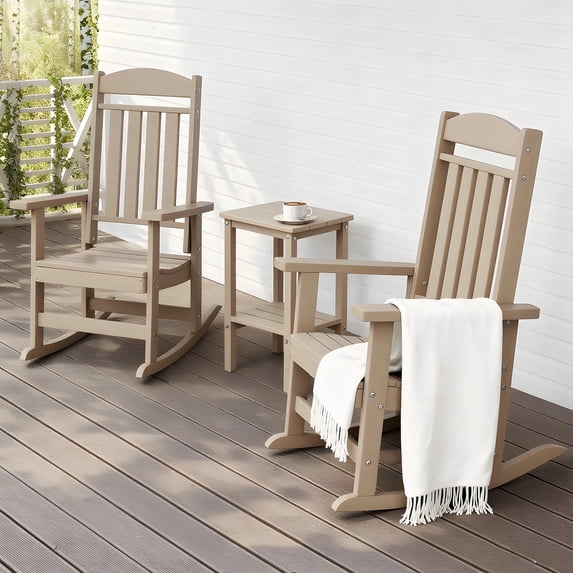Side Rocking Chair FOOWIN 3-Piece Outdoor Rocking Chairs Set with Side Table - Walmart.com