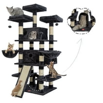 FOOWIN 68" Large Cat Tree, Multi-Level Cat Tower with Sisal Scratching Posts, Cat Activity Center Cat Play House, Dark Blue