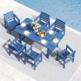 thumbnail image 1 of FOOWIN 7-Piece Patio Dining Set, HDPE All-Weather Outdoor Furniture with 6 Chairs and 1 Table, Blue, 1 of 9