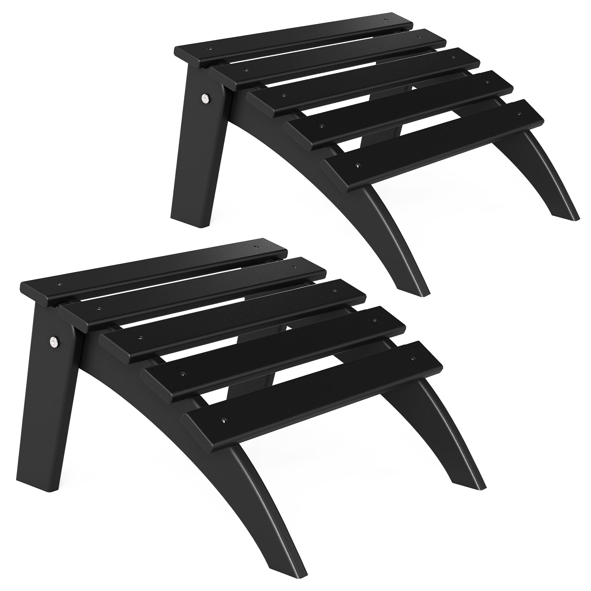 FOOWIN Folding Adirondack Ottomans Set of 2 for Adirondack Chair, Black