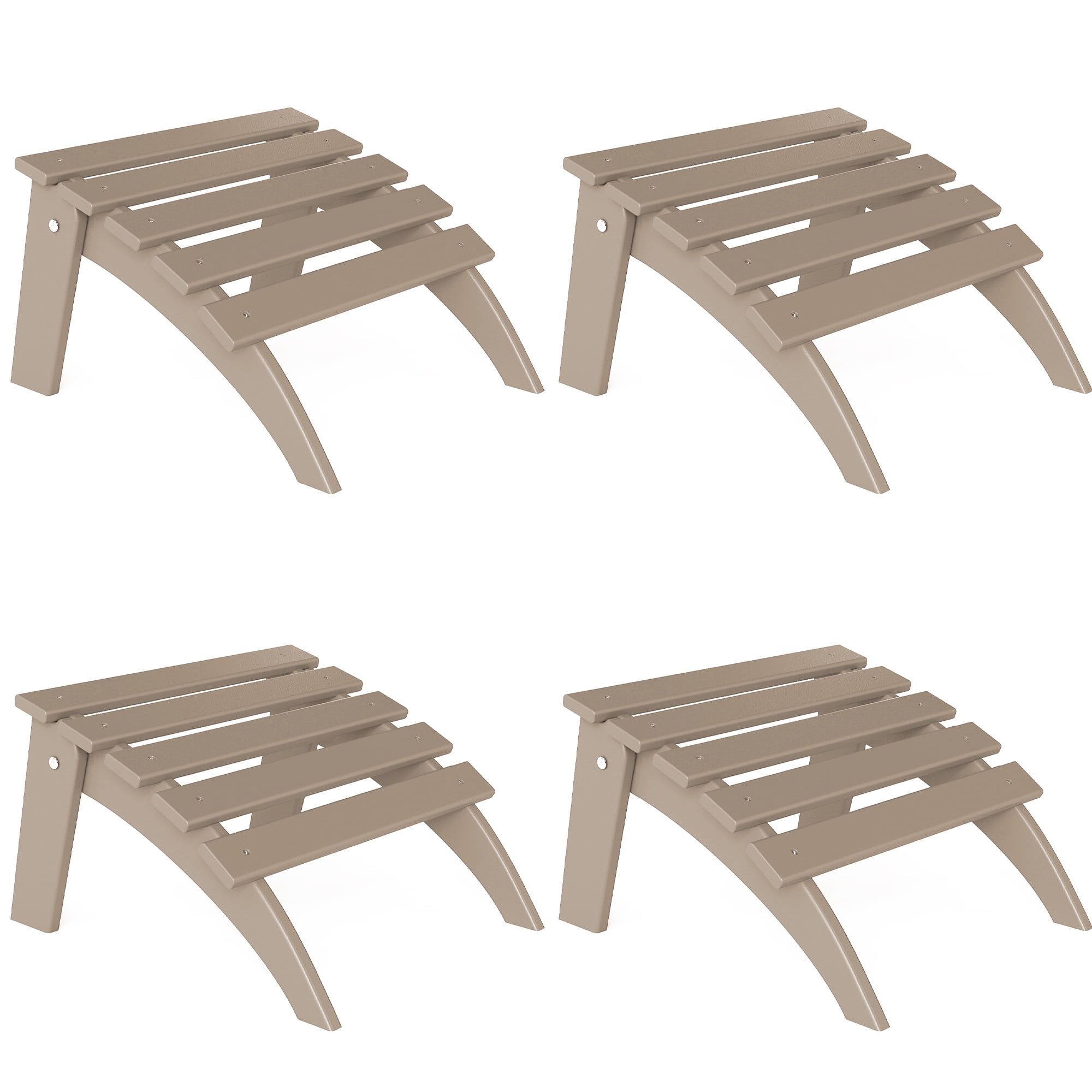 FOOWIN Folding Adirondack Ottomans Set of 4 for Adirondack Chair, Brown