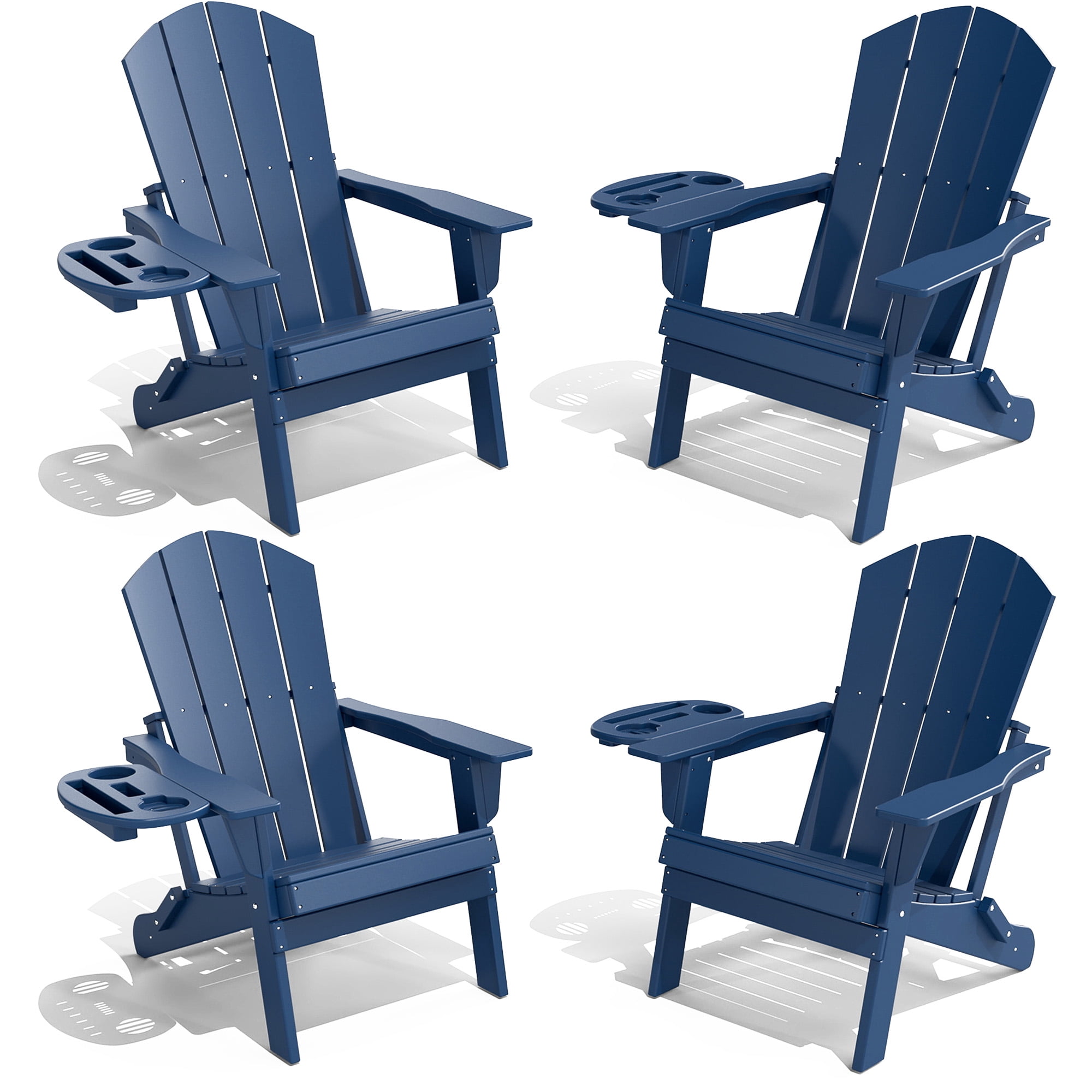 FOOWIN Folding HDPE Adirondack Chairs Set of 4, Blue