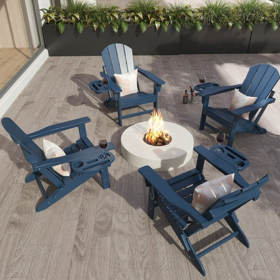 FOOWIN Folding HDPE Adirondack Chairs Set of 4, Blue