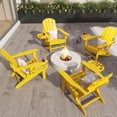 thumbnail image 1 of FOOWIN Folding Adirondack Chair with 4 in 1 Cup Holder Set of 4, HDPE Outdoor Fire Pit Chairs Adirondack Chair Plastic, Yellow, 1 of 7