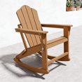 thumbnail image 1 of FOOWIN Folding Rocking Adirondack Chair, HDPE Plastic Rocking Chairs for Patio Porch Rocker Chair, Teak, 1 of 7