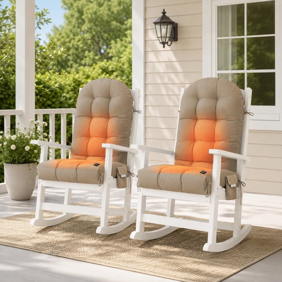 FOOWIN Heated Seat Cushion Set of 2, Heated Chair Pad with 3 Heat Settings, Khaki