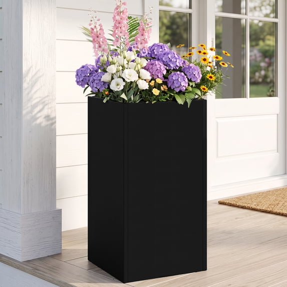 Rectangular Planetrs FOOWIN Metal Tall Rectangular Planter, 12L