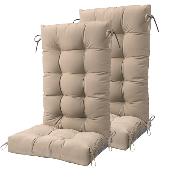 FOOWIN Outdoor Adirondack Chair Cushions Set of 2, Waterproof Rocking Chair Cushions with Ties and Non-Slip Bottom, Khaki