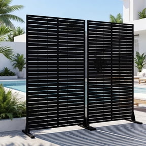 FOOWIN Outdoor Metal Privacy Screen Galvanized Decorative Screen Set of 2, Black