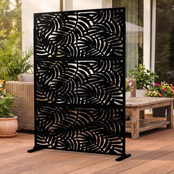 FOOWIN Outdoor Metal Privacy Screen Galvanized Decorative Screen, Black