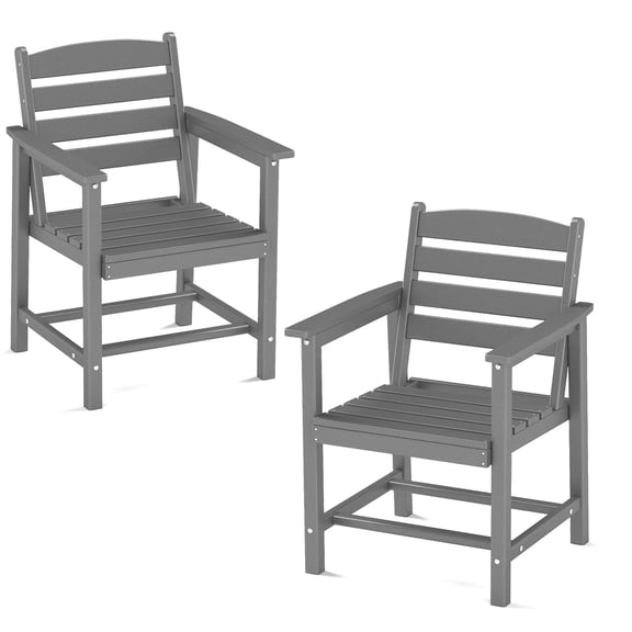 FOOWIN HDPE Outdoor Patio Dining Chair Set of 2, Outdoor Dining Chairs, Grey