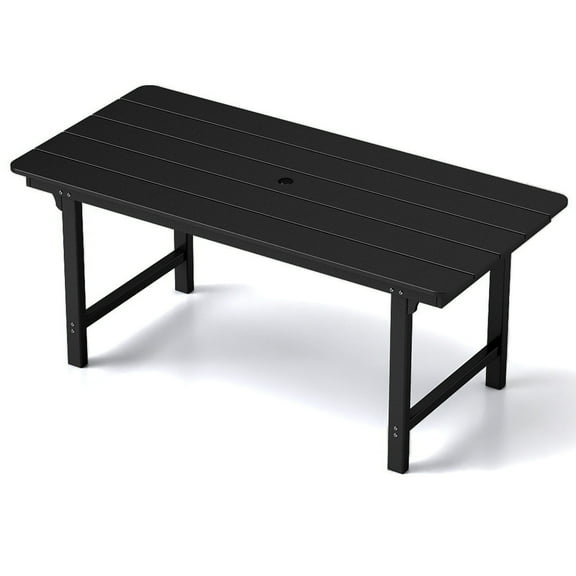FOOWIN Outdoor Patio Furniture Set, HDPE All Weather Dining Table 1PC, Black