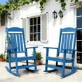 thumbnail image 1 of FOOWIN Patio Slat Rocking Chair Set of 2, HDPE Plastic Weather Resistant Porch Rocker, Pacific Blue, 1 of 10