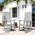thumbnail image 1 of FOOWIN Patio Slat Rocking Chair Set of 2, HDPE Plastic Weather Resistant Porch Rocker, Light Gray, 1 of 10