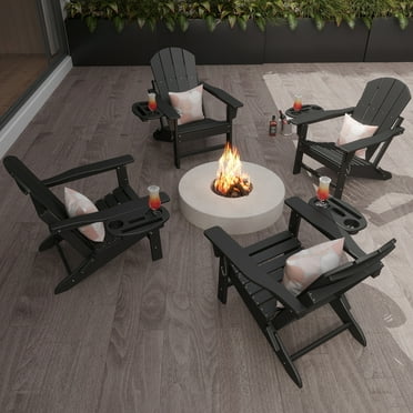 FOOWIN Plastic Adirondack Chairs Set of 4, Black