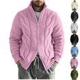 thumbnail image 1 of FOPSUFGWFO Cable Knit Cardigan for Men Solor Collar Loose Zipper Sweaters Long Sleeve V-Neck Tops for Fall Winter 2XL, 1 of 6
