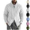 thumbnail image 1 of FOPSUFGWFO Cable Knit Cardigan for Men Solor Collar Loose Zipper Sweaters Long Sleeve V-Neck Tops for Fall Winter M, 1 of 6