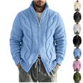 thumbnail image 1 of FOPSUFGWFO Cable Knit Cardigan for Men Solor Collar Loose Zipper Sweaters Long Sleeve V-Neck Tops for Fall Winter XL, 1 of 6