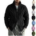 thumbnail image 1 of FOPSUFGWFO Cable Knit Cardigan for Men Solor Collar Loose Zipper Sweaters Long Sleeve V-Neck Tops for Fall Winter XL, 1 of 6