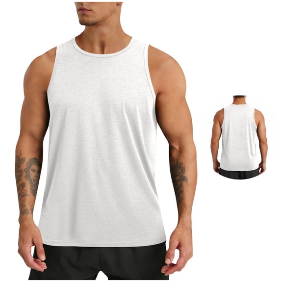 FOPSUFGWFO Gym Tank Tops For Men Quick Dry Daily Wear Sleeveless Shirts Athletic Summer Workout Blouses Lightweight Vest For Male Sports Outgoing White XL