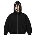thumbnail image 1 of FOPSUFGWFO Halloween Demon Face Print Hoodie for Men Full Zip Ghost Mask Graphic Sweatshirt Long Sleeve Tops for Cosplay, Party S, 1 of 4