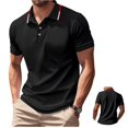 thumbnail image 1 of FOPSUFGWFO Men Polo Shirts Casual Breathable Short Sleeve Golf Shorts With Pocket Classic Fit Soft Daily Wear Blouses For Male Sports Hiking Black L, 1 of 3