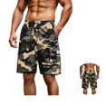 thumbnail image 1 of FOPSUFGWFO Men's Cargo Shorts Camo Elastic Mid Waist Drawstring Shorts Knee Length Daily Wear Outgoing Athletic Shorts With Pockets Khaki M, 1 of 4