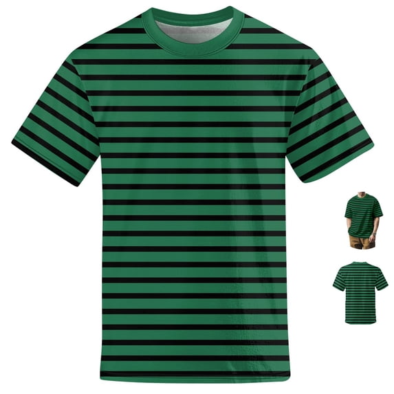 FOPSUFGWFO Men's Short Sleeve T-Shirt Crew Neck Casual Fashion Loose Fit Stripe Print Tops Daily Wear Summer Fall Blouses for Streetwear 3XL