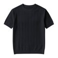 thumbnail image 1 of FOPSUFGWFO Men's T-Shirts Short Sleeve Knit Casual Tops Solid Color Soft Loose Fit Pullover Crew Neck Blouses For Work Gym L, 1 of 5