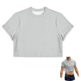 thumbnail image 1 of FOPSUFGWFO Mens Crop Tops Basic Casual Short Sleeve T-Shirts Crew Neck Daily Wear Loose Fit Fashion Blouses For Male Party Night Out Gray XL, 1 of 5