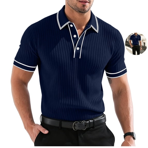 FOPSUFGWFO Mens Short Sleeve T-Shirt Knit Summer Fall Golf Polo Shirts Classic Fit Breathable Soft Tops for Sport Business XL