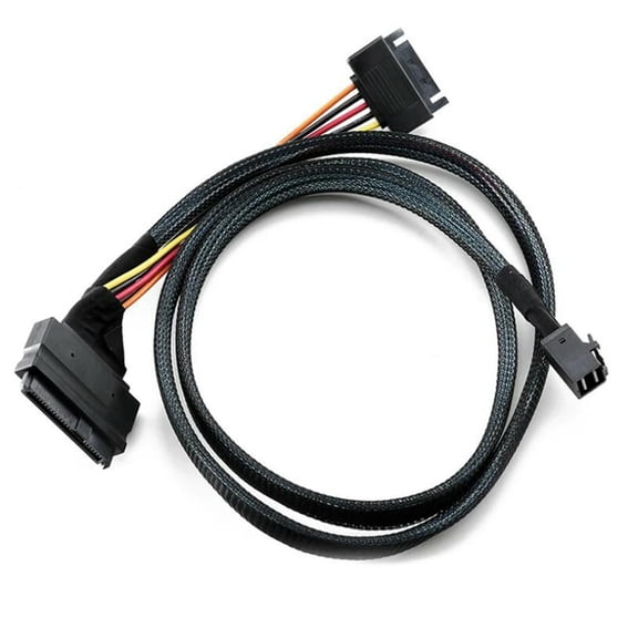FOR 0.75M/2.46Ft Mini SAS SFF 8643 To U.2 SFF-8639 Cable With 15 Pin Female SATA Connector SSD Power Cable Wire 12Gb/S