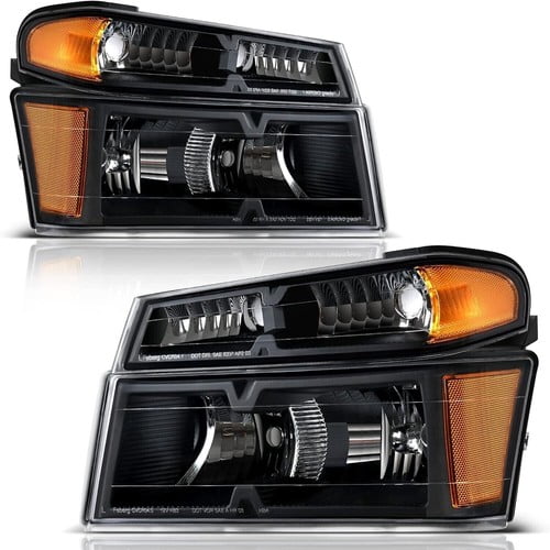 FOR 04-12 COLORADO CANYON BLACK HOUSING AMBER CORNER HEADLIGHT BUMPER HEAD LAMP