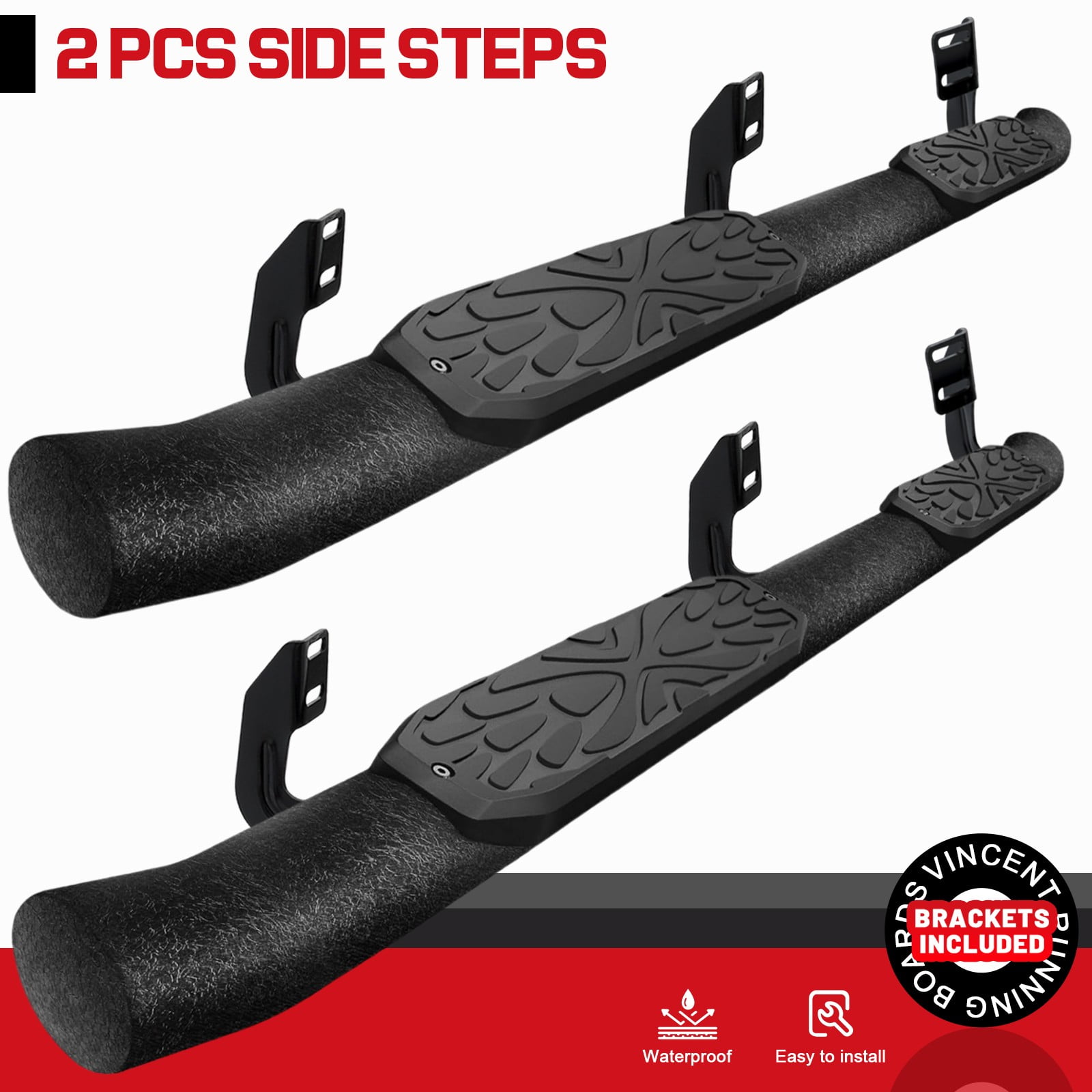 Side Steps / Running Boards For 2009-2024 Nissan Frontier Crew Cab - Black Steel