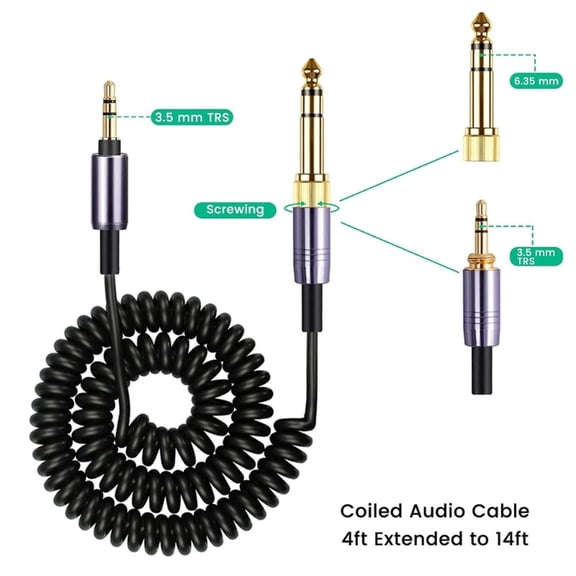 FOR 1.5m Spring Wire Headset Cable Cord with 6.35mm for WH-1000XM3 XM2 XM4/H900N H800/WH-XB910N/MDR-XB950BT