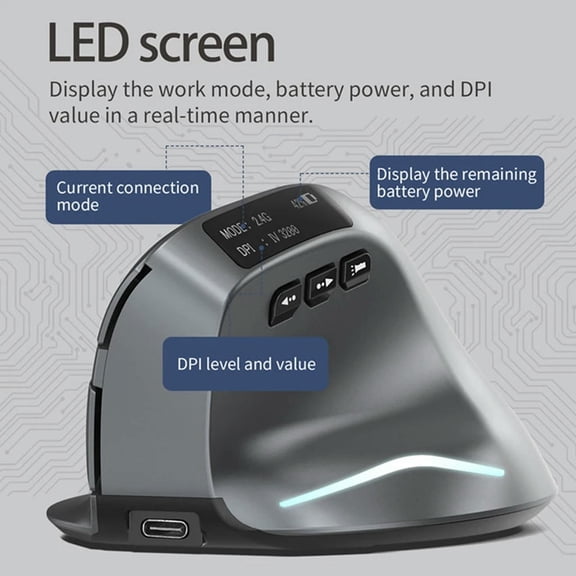 FOR 1 PCS Mouse USB Rechargeable Mouse With OLED Screen For Computer Laptop Tablet Ergonomics Mice Gaming