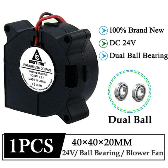 FOR 1 Piece DC 24V 40mm 40x40x20mm Dual Ball Genius Artillery 3D Printer Cooling Fan 4cm 40mmx20mm Turbo Blower Heatsink Fan