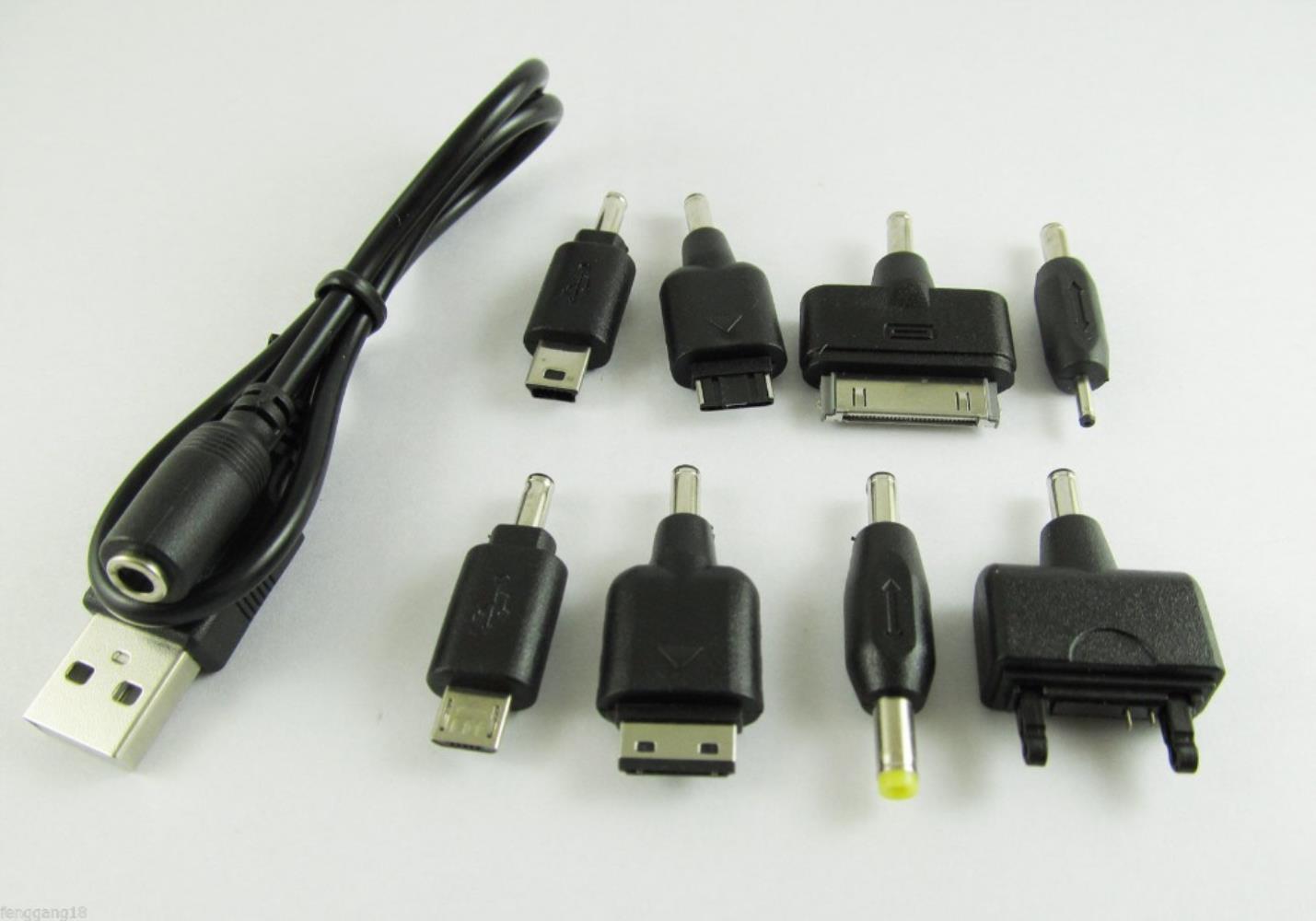 FOR 1 Set Black USB Charge Cable with 8 DC Adapters for PSP MP3 Kit ...