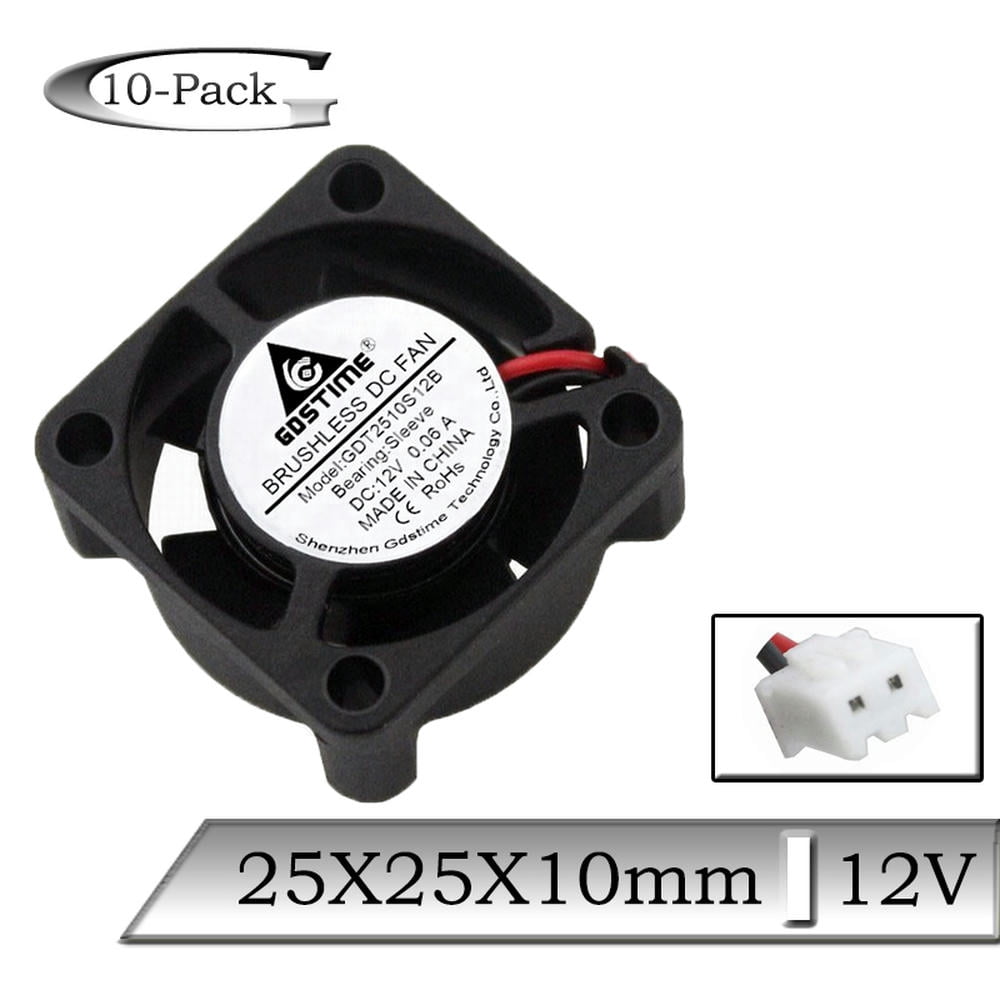 FOR 10 pcs 12V 25x10mm 25mm 2510 Mini Brushless DC Radiator Cooling Fan ...