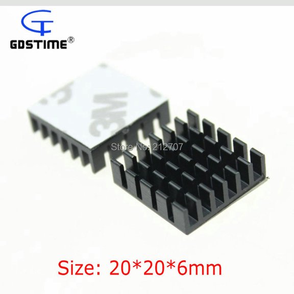 FOR 100 Pieces/lot 20x20x6mm Black Heatsink IC CPU Aluminum Radiator Heatsinks