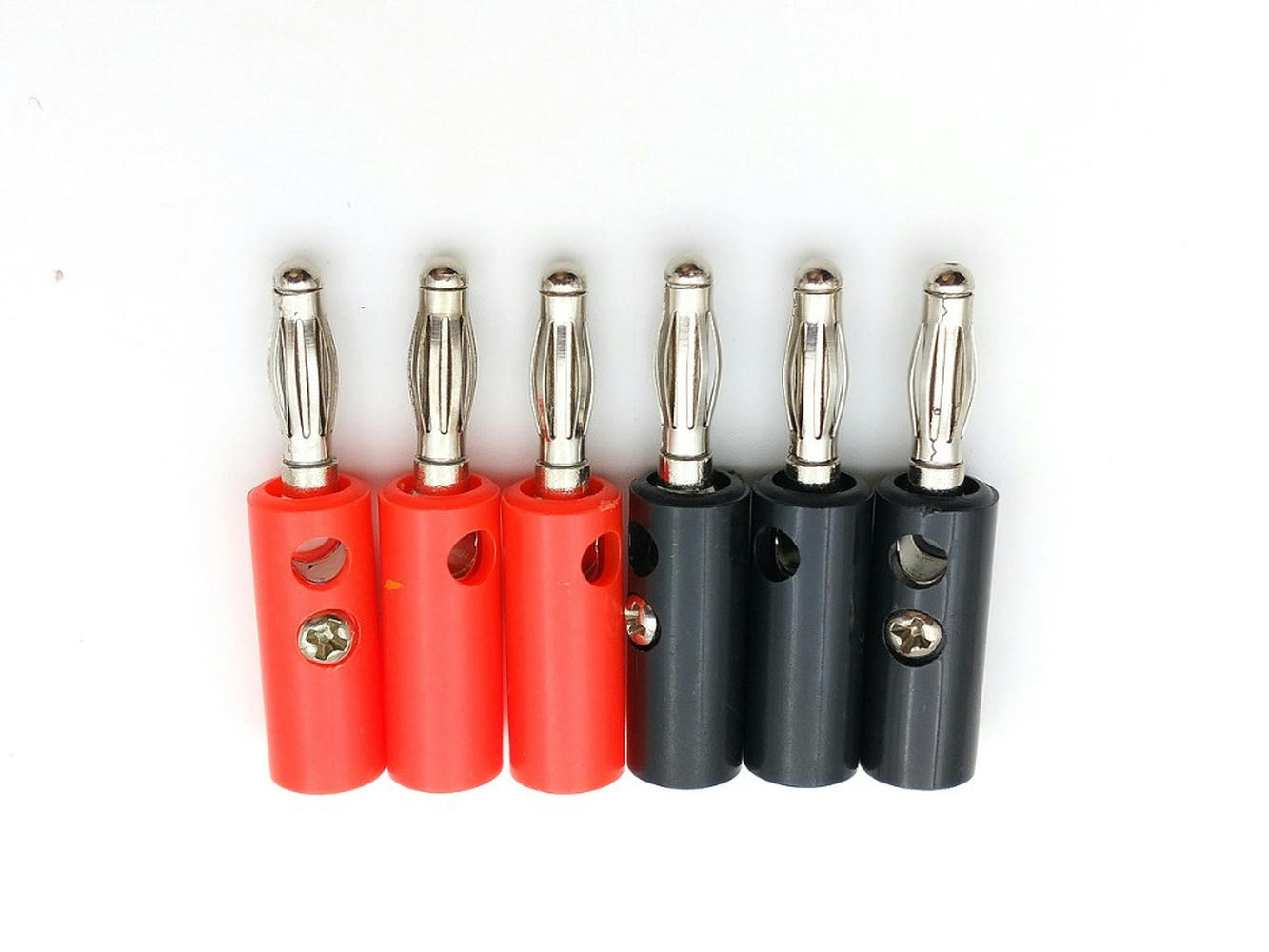 FOR 1000pcs 4mm Banana Plug Nickel Plated Red + Black