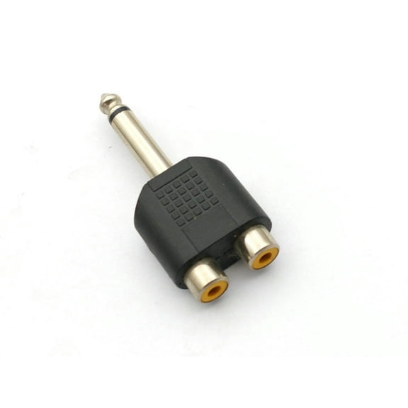 FOR 100PCS Nickel plating 6.35 mm (1/4 in) Jack Male Mono Plug to 2 RCA Jack adaptor