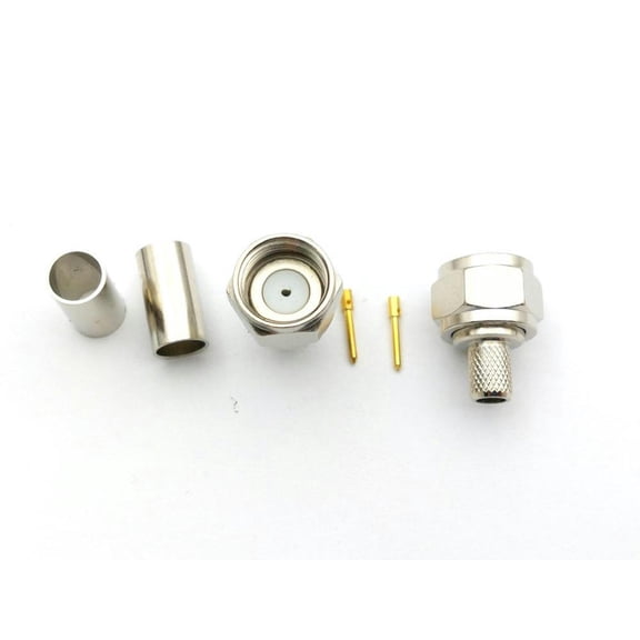 FOR 100pcs 75 Ohm brass F Male Plug Straight Crimp RG58 LMR195 RG142 RG400 RF Connector