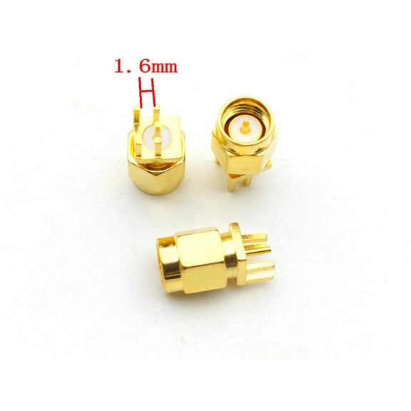 FOR 100pcs Gold Brass SMA male plug solder FOR PCB clip edge mount RF connectors