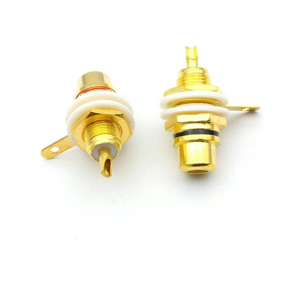 FOR 100pcs Gold Plated RCA Female Jack Panel Mount Chassis Socket Red + Black
