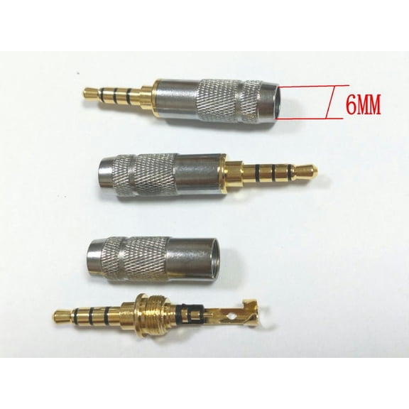 FOR 100pcs Gold audio 3.5mm Stereo 4 Pole Repair Headphone Jack Plug Cable Solders connector