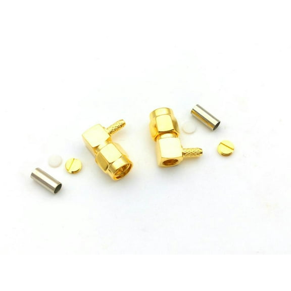 FOR 100pcs SMA Male Right Angle Crimp Coaxial Connector for RG174 RG316 LMR100 Cable